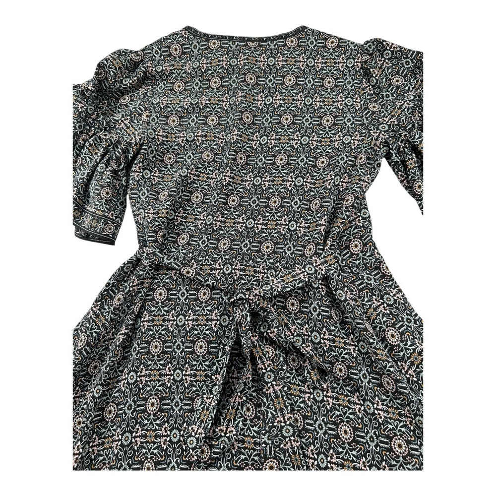 Max Studio Floral Wrap Dress Size S Ruffle Boho Midi Black - Picture 13 of 13
